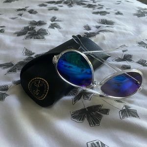 Ray-ban Matte Transparent w/ Blue mirror.